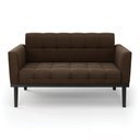 Ver imagem 3 de Sofá Namoradeira 2 Lugares Base de Madeira Preto Elisa Suede Marrom D03 - D'Rossi