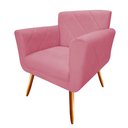 Ver imagem 3 de Kit Namoradeira + 2 Poltronas Decorativa Sabrina Suede Rosa Pés Madeira Mz Decor