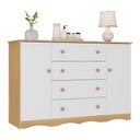 Ver imagem 2 de Cômoda Infantil 125cm 2 Portas e 4 Gavetas Realeza Multimóveis Mp4455 Madeirado/branco Madeirado/