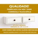 Ver imagem 4 de Kit 2 Mesas de Cabeceira Suspensas Compactas 25cm com Gaveta MDF 15mm Branco Já Montadas