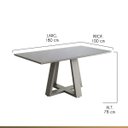 Ver imagem 2 de Mesa de Jantar Retangular Tampo de Vidro 6 Lugares 180x100cm Liandra Off White CCS