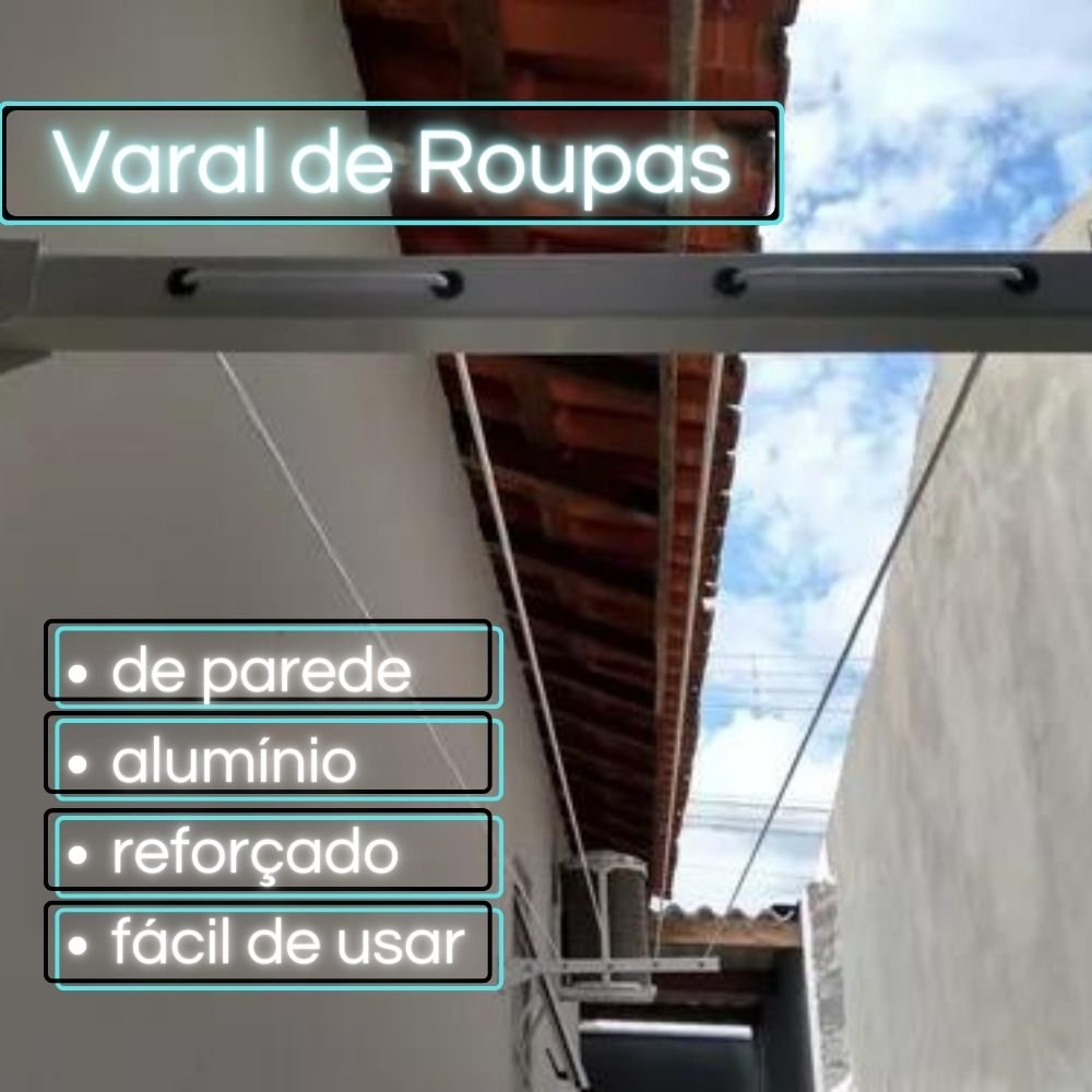 Varal de Roupa Retratil Articulado de Parede ou Muro 100% Aluminio Não Enferruja - 5