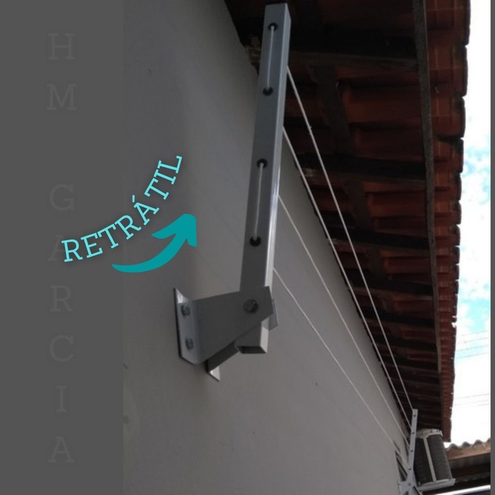 Varal de Roupa Retratil Articulado de Parede ou Muro 100% Aluminio Não Enferruja - 3