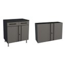 Ver imagem 2 de Conjunto Armário Aéreo 2 Portas com Balcão 2 Portas 2 Gavetas Multibox