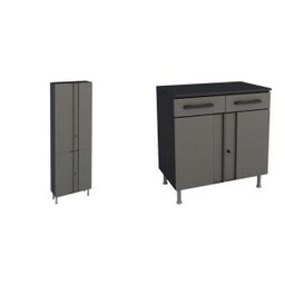 Conjunto Armário Multiuso 4 Portas e Balcão 2 Portas 2 Gavetas Multibox  - 3