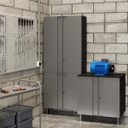 Ver imagem 2 de Conjunto Armário Multiuso 4 Portas e Balcão 2 Portas 2 Gavetas Multibox Cinza