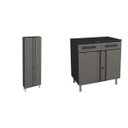 Ver imagem 3 de Conjunto Armário Multiuso 4 Portas e Balcão 2 Portas 2 Gavetas Multibox Cinza