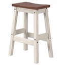 Ver imagem 3 de Mesa Redonda com 4 Banquetas em Madeira Maciça Branco Envelhecido
