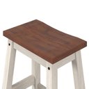 Ver imagem 5 de Mesa Redonda com 4 Banquetas em Madeira Maciça Branco Envelhecido