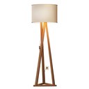 Ver imagem 1 de Luminária Tripé Moderna Ibiza Sala Leitura Luxo com Cupula e Pés em Madeira Cor Off White