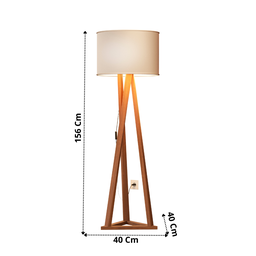 Luminária Tripé Moderna Ibiza Sala Leitura Luxo com Cupula e Pés em Madeira Cor Off White - 6