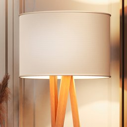 Luminária Tripé Moderna Ibiza Sala Leitura Luxo com Cupula e Pés em Madeira Cor Off White - 3
