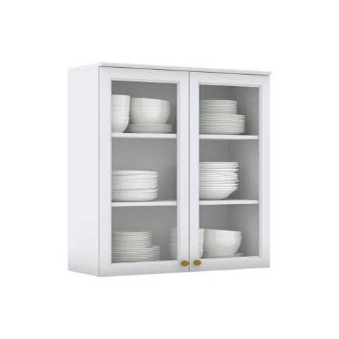 Módulo Cozinha Henn Americana Armário 2 Portas de Vidro Branco