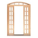 Ver imagem 1 de Porta Balcão de Correr de Madeira Padrão Cedro Quadriculada em Arco Bat.14 Cm-2.35(a)x1.80(l)