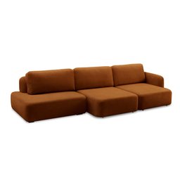 Conjunto Sala de Estar 1 Sofá Retrátil Modulado 342cm e 2 Poltronas Santiago Bouclê Terracota G89 - - 7