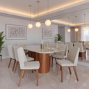 Ver imagem 3 de Mesa de Jantar Retangular C/ Vidro para 6 Lugares Kalina 180 Cm - Off White Fosco C/ Canella