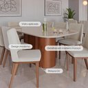 Ver imagem 2 de Mesa de Jantar Retangular C/ Vidro para 6 Lugares Kalina 180 Cm - Off White Fosco C/ Canella