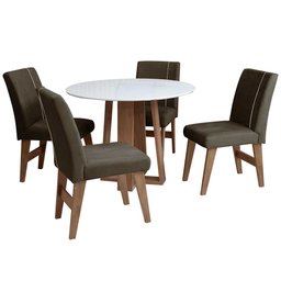 Conjunto mesa Dobue 4 Cadeiras Malaga Cedro/Off White Darom Moveis - 2