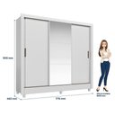 Ver imagem 5 de Guarda Roupa Casal Itália 3 Portas de Correr com Espelho 2 Gavetas MDF-MDP Branco Brilho Cômoda