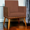 Ver imagem 7 de Poltrona Decorativa Lis Corino e Pé Palito 30 Cm Castanho - Terracota Suede Corino
