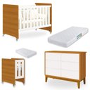 Ver imagem 1 de Quarto de Bebê Berço Evolution + Cômoda 6 Gvts + 02 Colchões:savana