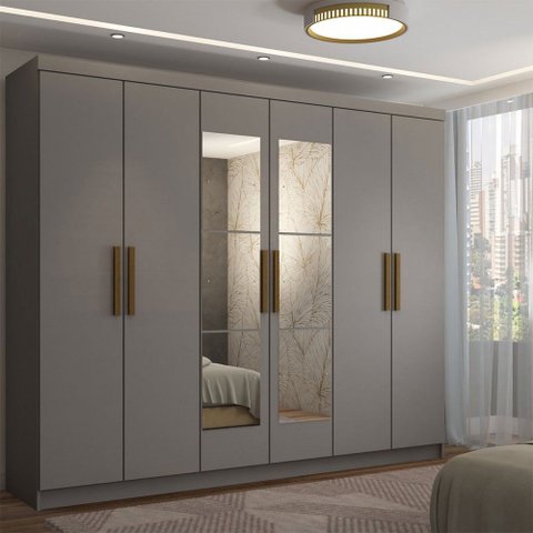 Guarda-roupa Casal Odisseia 6 Portas 2 Gavetas com Espelho - Panorama Móveis