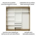 Ver imagem 5 de Guarda-Roupa Casal Madesa Istambul 3 Portas de Correr com Espelho 3 Gavetas Rustic/Branco Cor:Rustic