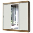 Ver imagem 2 de Guarda-Roupa Casal Madesa Istambul 3 Portas de Correr com Espelho 3 Gavetas Rustic/Branco Cor:Rustic