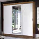 Ver imagem 1 de Guarda-Roupa Casal Madesa Istambul 3 Portas de Correr com Espelho 3 Gavetas Rustic/Branco Cor:Rustic