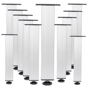 Kit 12 Pé Alumínio 25cm Fosco Cozinha Móveis 40x40 Regulável