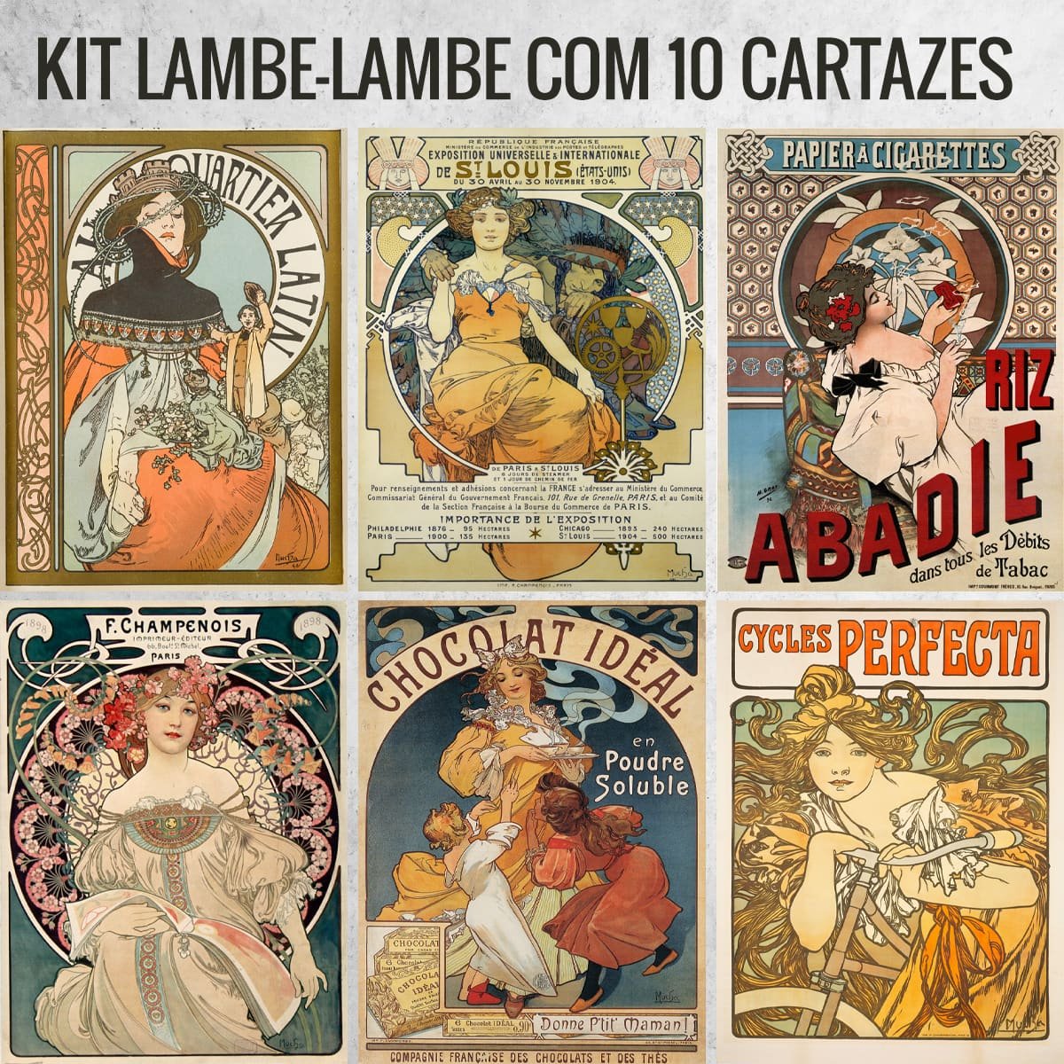 Kit de Lambe Lambe adesivo - Alphonse Mucha - 3