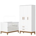 Ver imagem 1 de Guarda Roupa Infantil Flip 3 Portas com Berço Americano Flip Branco Acetinado - Reller