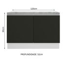 Ver imagem 4 de Balcão de Pia Armário de Cozinha 120 cm 2 Portas (Com Tampo) Branco/Preto Glamy Madesa