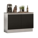 Ver imagem 1 de Balcão de Pia Armário de Cozinha 120 cm 2 Portas (Com Tampo) Branco/Preto Glamy Madesa