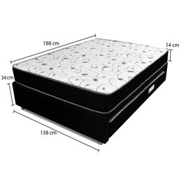 Colchão Casal D33 + Cama Box Colchão Auxiliar Bicama De Espuma 138x188x48cm BF Colchões - 2