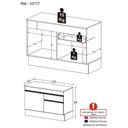 Ver imagem 5 de Balcão Cozinha 120cm com Rodapé 2 Portas 1 Gaveta Veneza Multimóveis V2117 Branco/Preto