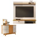Ver imagem 1 de Estante Home Theater Suspenso Íris com Aparador para Sala Buffet Monza Cinamomo Off White - Madetec