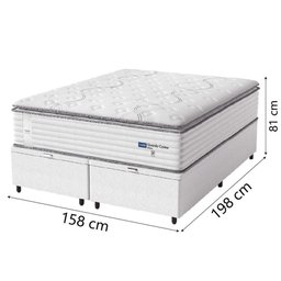 Cama Box Baú Casal Queen Colchão Molas Guarda Costas com Pillow 158x198x81cm Branco Cinza - 3
