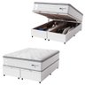 Cama Box Baú Casal Queen Colchão Molas Guarda Costas com Pillow 158x198x81cm Branco Cinza - 1