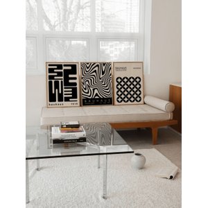 Kit 3 Quadros Decorativos Bauhaus Preto e Branco Minimalista No2