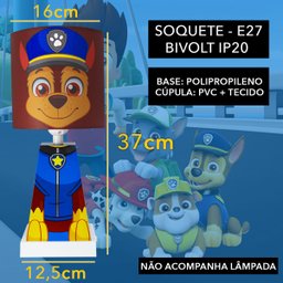 Abajur Luminária Mesa Led Infantil Chase Patrulha Canina - 5