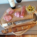 Ver imagem 3 de Faca Aço Damasco 10' Padrão Ladder Artesanal Churrasco Cabo Misto Imbuia Osso Zanline