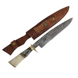 Faca Aço Damasco 10' Padrão Ladder Artesanal Churrasco Cabo Misto Imbuia Osso Zanline - 1