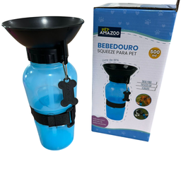 Bebedouro Garrafa Squeeze de Água Portátil Pet Cães Gatos Passeios Viagem - 500ml Azul - 4