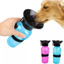 Ver imagem 2 de Bebedouro Garrafa Squeeze de Água Portátil Pet Cães Gatos Passeios Viagem - 500ml Azul