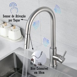 Torneira Touch Extensiva Bancada Cozinha Misturador Monocomando Gourmet - 2