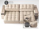 Ver imagem 7 de Sofá com Porta Copos e Carregador Usb Ret Rec Luke 2,90m Linho Soft Bege - Netsofas