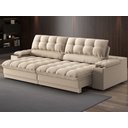 Ver imagem 1 de Sofá com Porta Copos e Carregador Usb Ret Rec Luke 2,90m Linho Soft Bege - Netsofas
