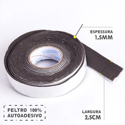 Feltro Adesivo em Rolo 10mts Preto - 5