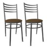 Kit Conjunto 2 Cadeiras para Cozinha Mesa Jantar Bar Lanchonete Restaurante Preta Estofado Marrom - 1